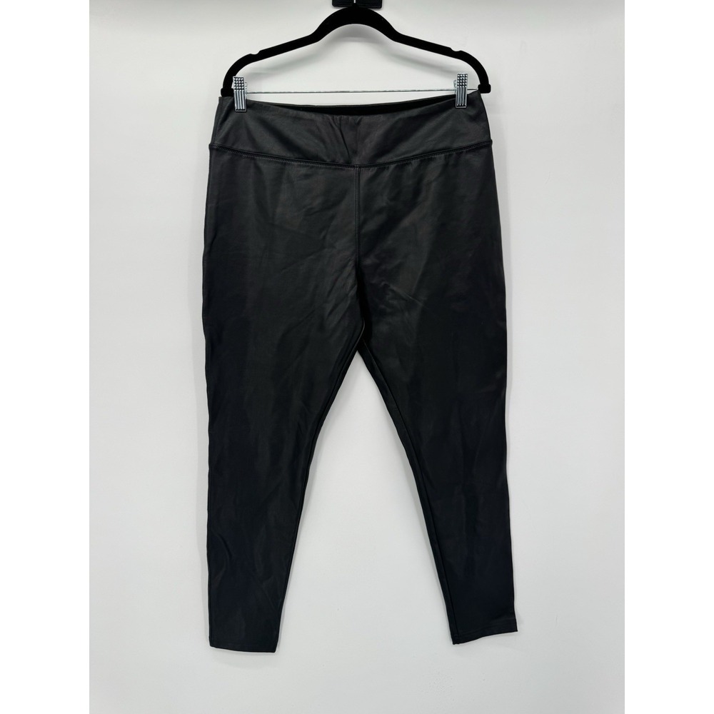Nordstrom L Black Faux Leather Pants Women's Polyester Minimalist Mob Wife